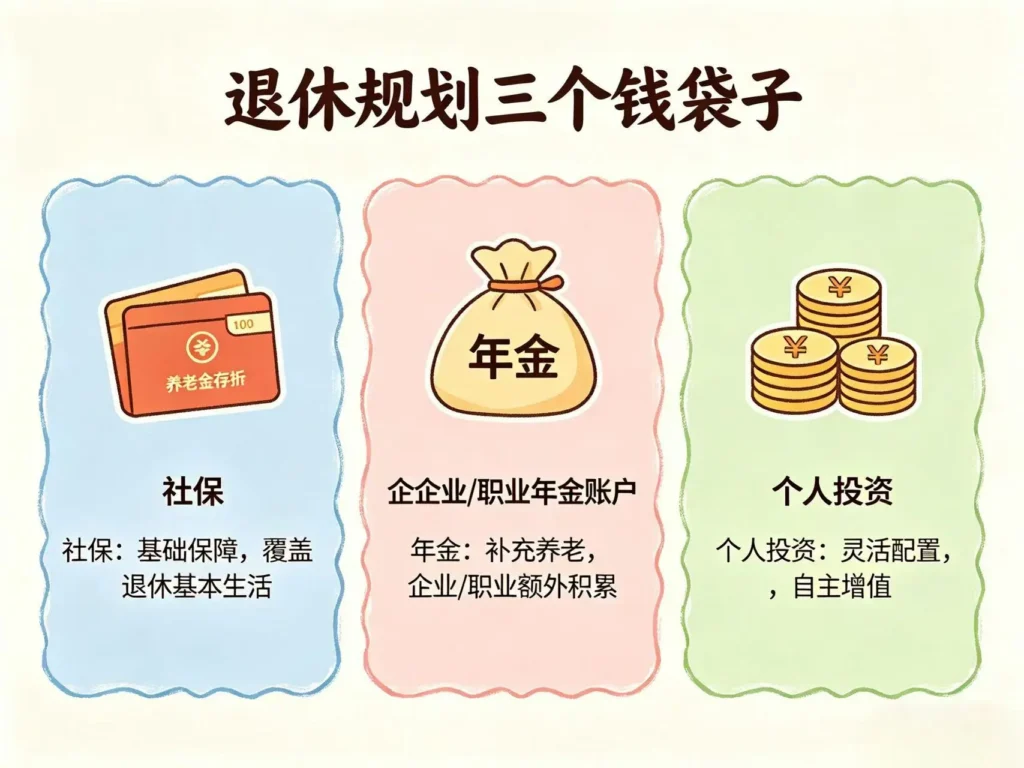 普通人分年龄段退休财富规划,社保 + 年金 + 个人投资三重养老资产配置方案