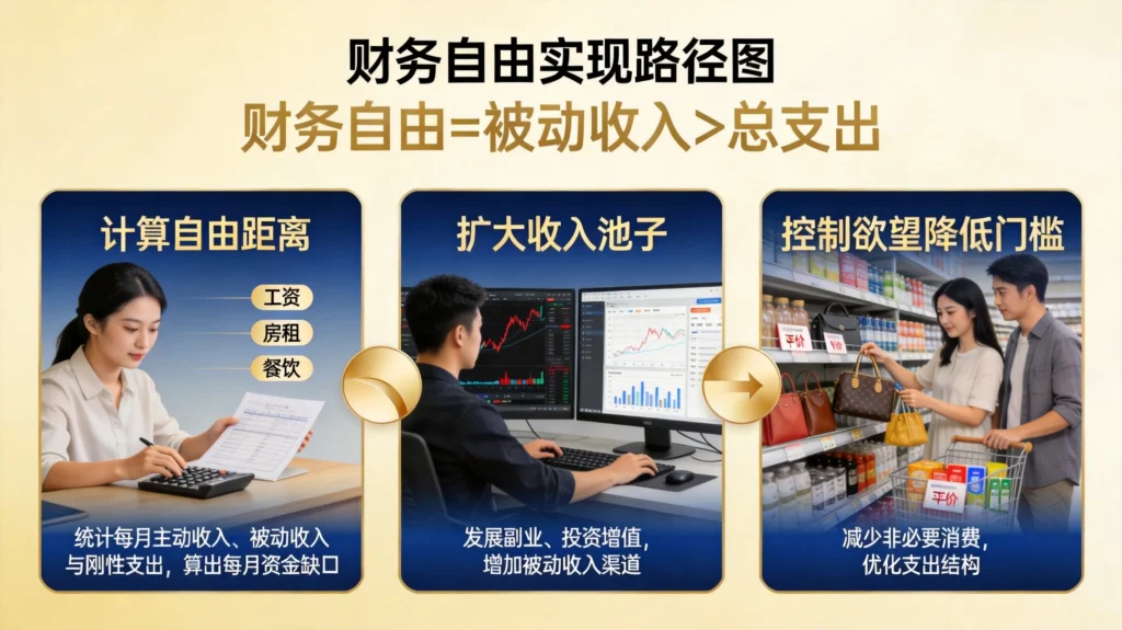 财务自由实现路径与被动收入公式,展示选择权的获取方法