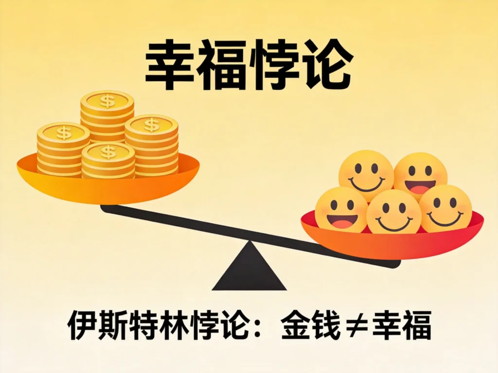 金钱与幸福天平失衡示意