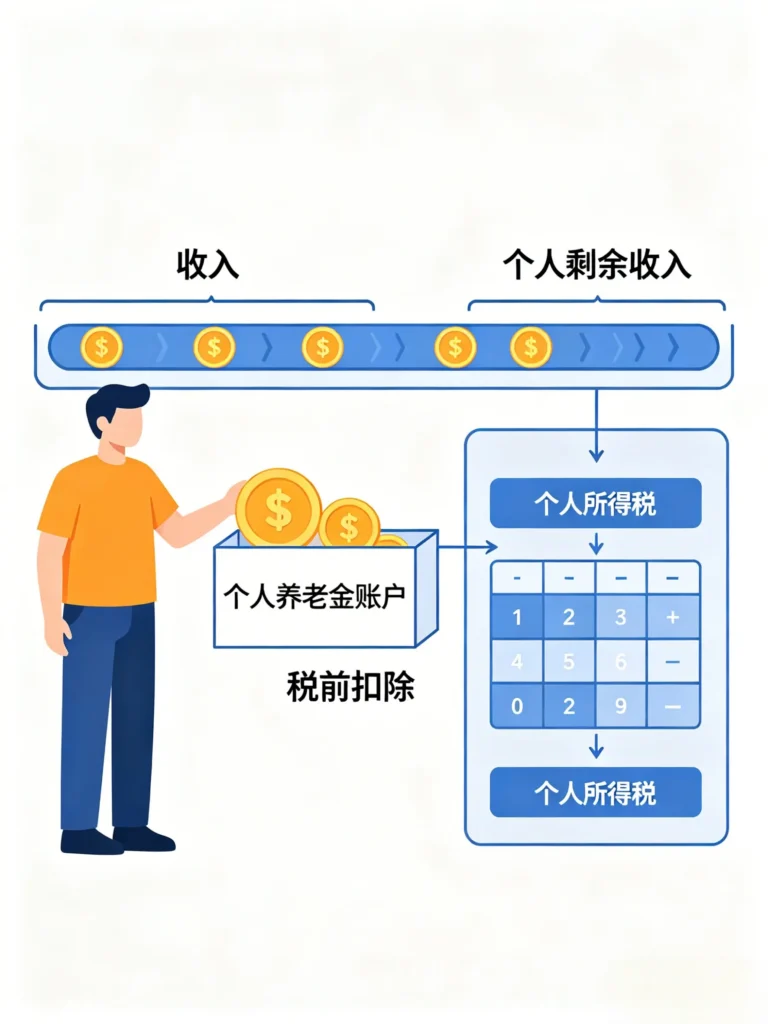 一张解释个人养老金账户税优原理的插图